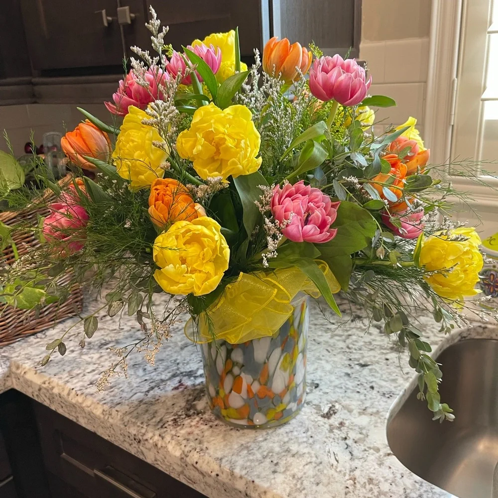 Snazzy Flawless Glass Vase / Candle Holder Gray White Orange Yellow Clear